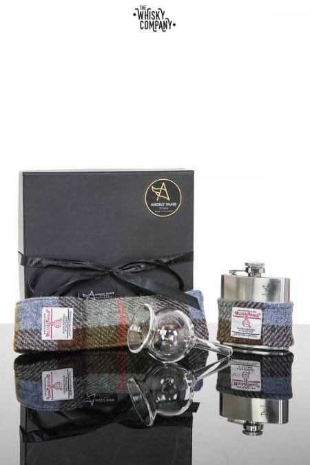 Angels' Share Harris Tweed Hip Flask Dropper & Funnel Gift Set - McLeod Blue