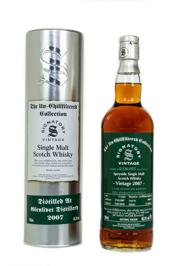 Dram Full Exclusive Glenlivet 2007 Aged 11 Years Single Malt Scotch Whisky - Signatory Vintage (700ml)
