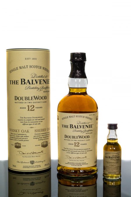 The Balvenie Aged 12 Years Doublewood Speyside Single Malt Scotch Whisky (700ml) PLUS Balvenie 14YO Miniature (50ml)