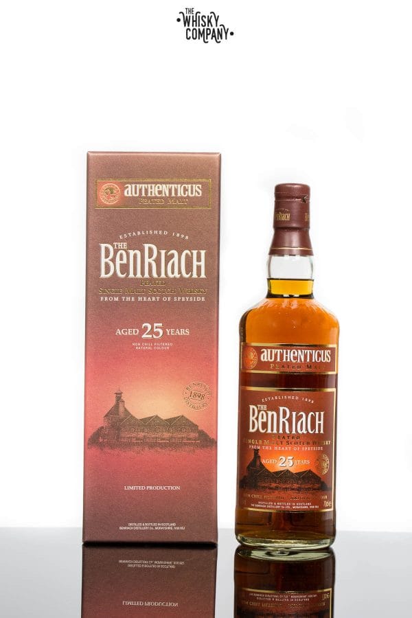 BenRiach Aged 25 Years Authenticus Peated Speyside Single Malt Scotch Whisky (700ml)