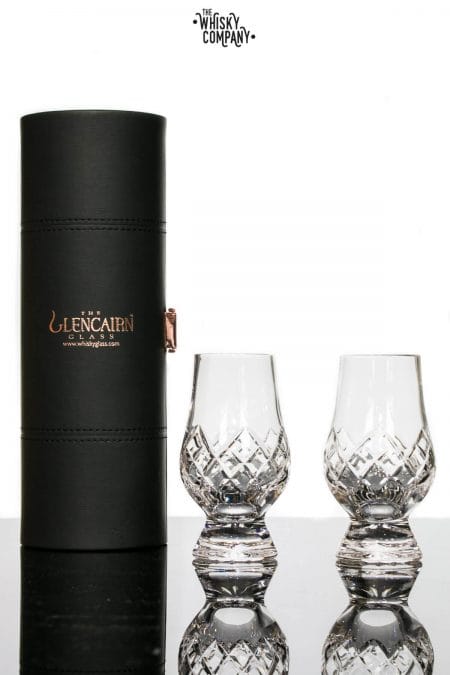 Glencairn Cut Crystal “Hatch” Two Whisky Tasting Glasses In Travel Case