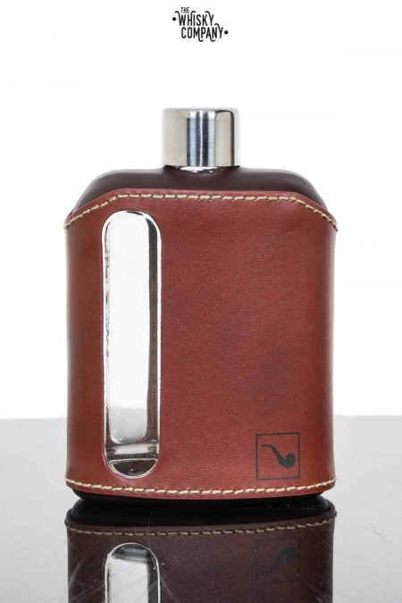 Ragproper Dark Brown Leather Glass Whisky Flask (240ml)