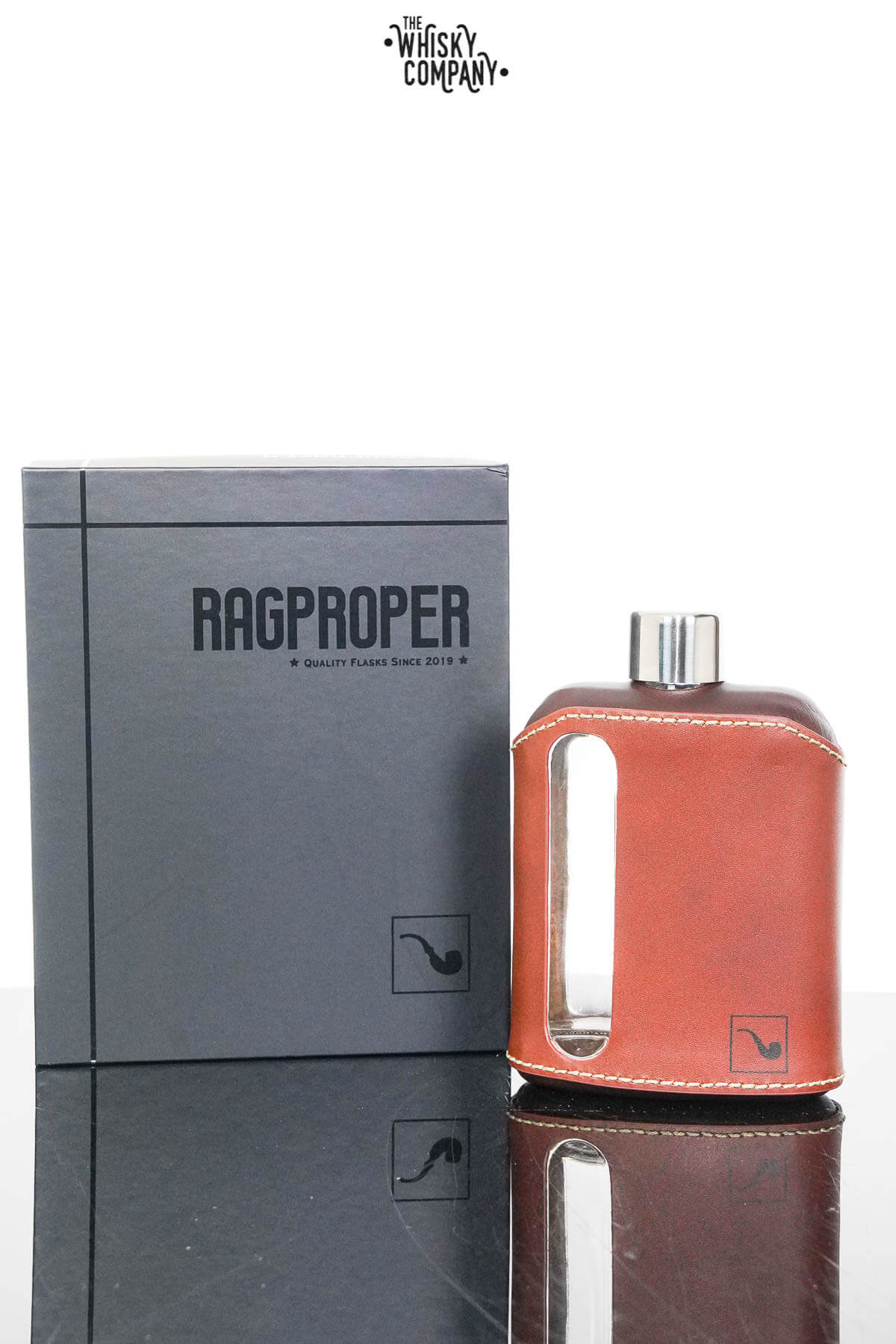 Ragproper Dark Brown Leather Glass Whisky Flask The Whisky Company
