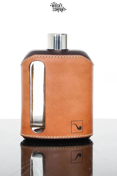 Ragproper Dark Tan Leather Glass Whisky Flask (240ml)