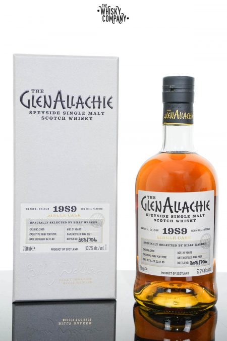 GlenAllachie 1989 Aged 31 Years Ruby Port Pipe Matured Single Malt Scotch Whisky - Cask 2909 (700ml)